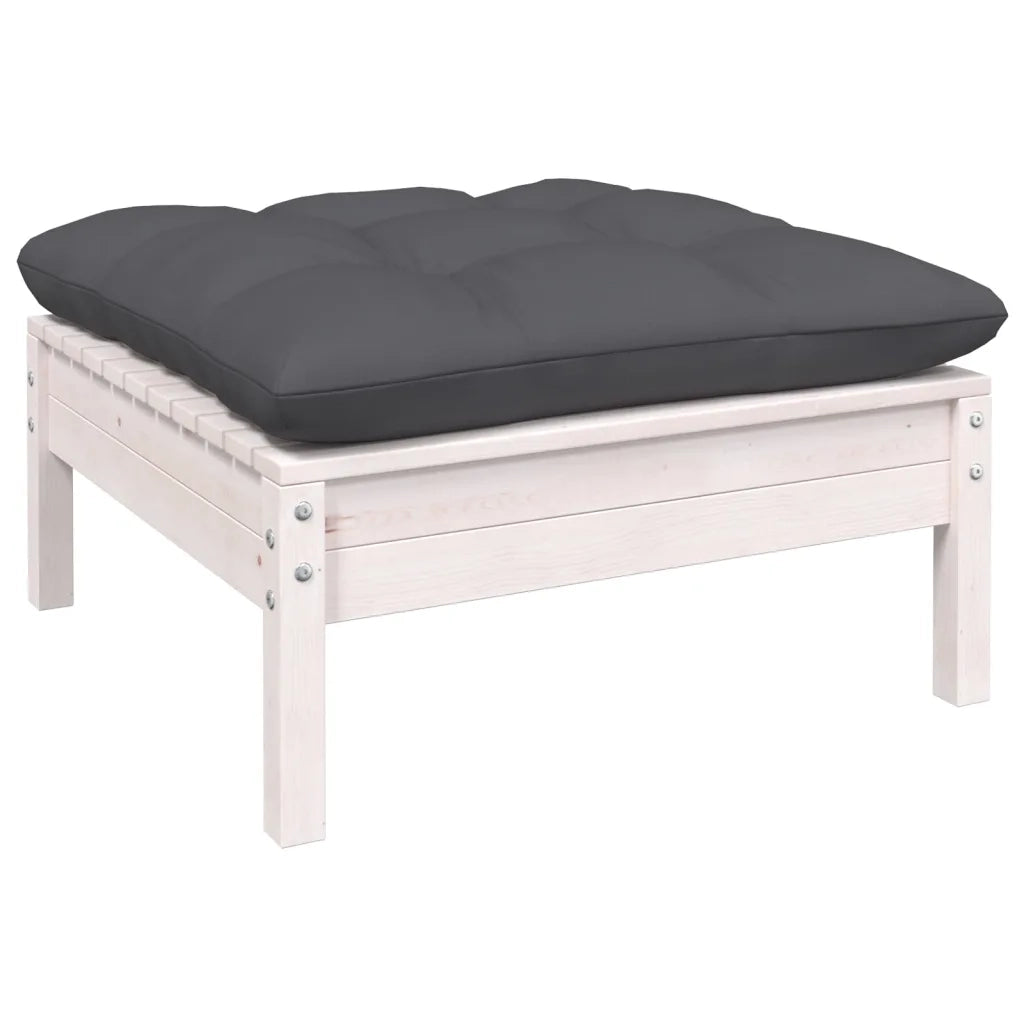 Set Divani da Giardino 6 pz con Cuscini Bianchi Legno di Pino 3096317