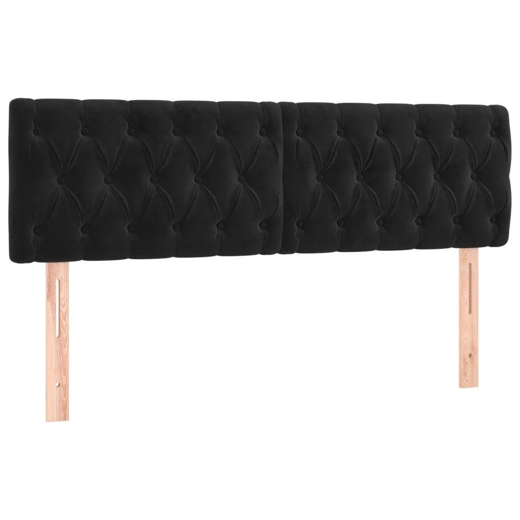 Testiera Nera 144x7x78/88 cm in Velluto 346350