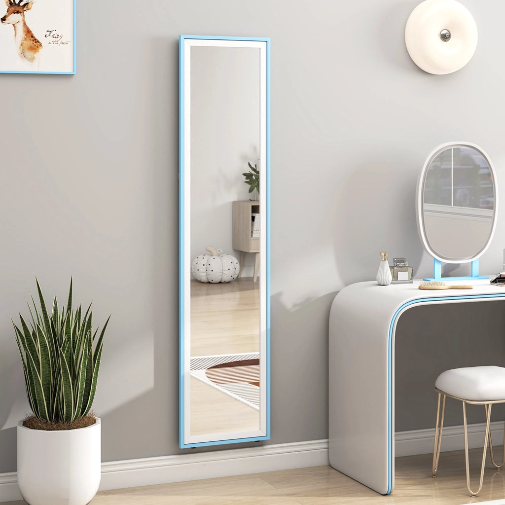Specchio da Terra a Figura Intera ¨C Xylo ¨C MDF Bianco e Blu 37x157 cm
