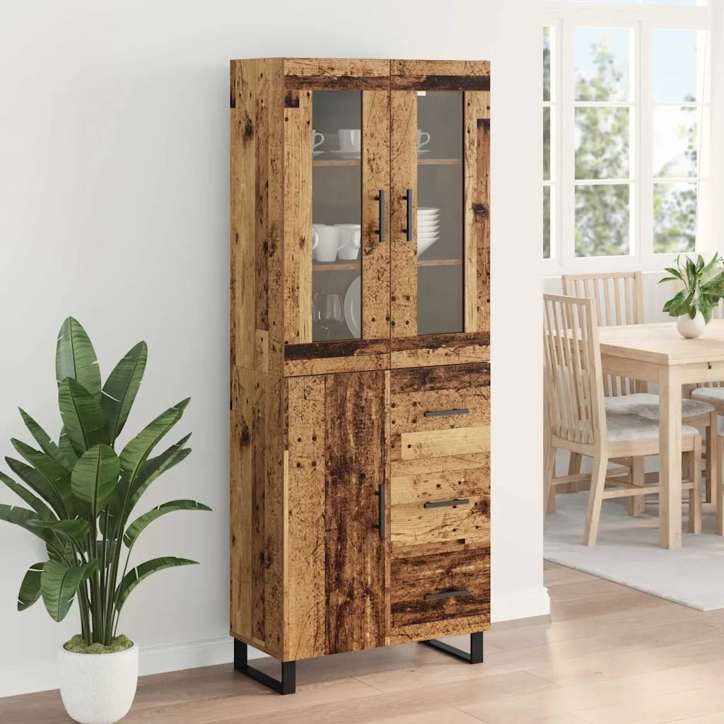 Credenza 2 pcs Legno vecchio Legno Stratificato e Vetro 3415681
