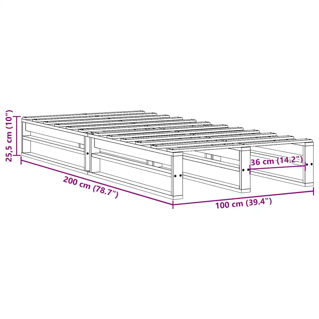 Letto senza Materasso-Struttura Letto Marrone Cera 100x200 cm in Legno di Pino 130110