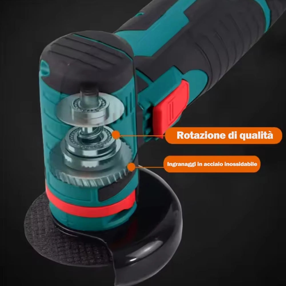 Smerigliatrice Angolare 19500 Giri/Min con Doppia Batteria e 2 Dischetti da 3"