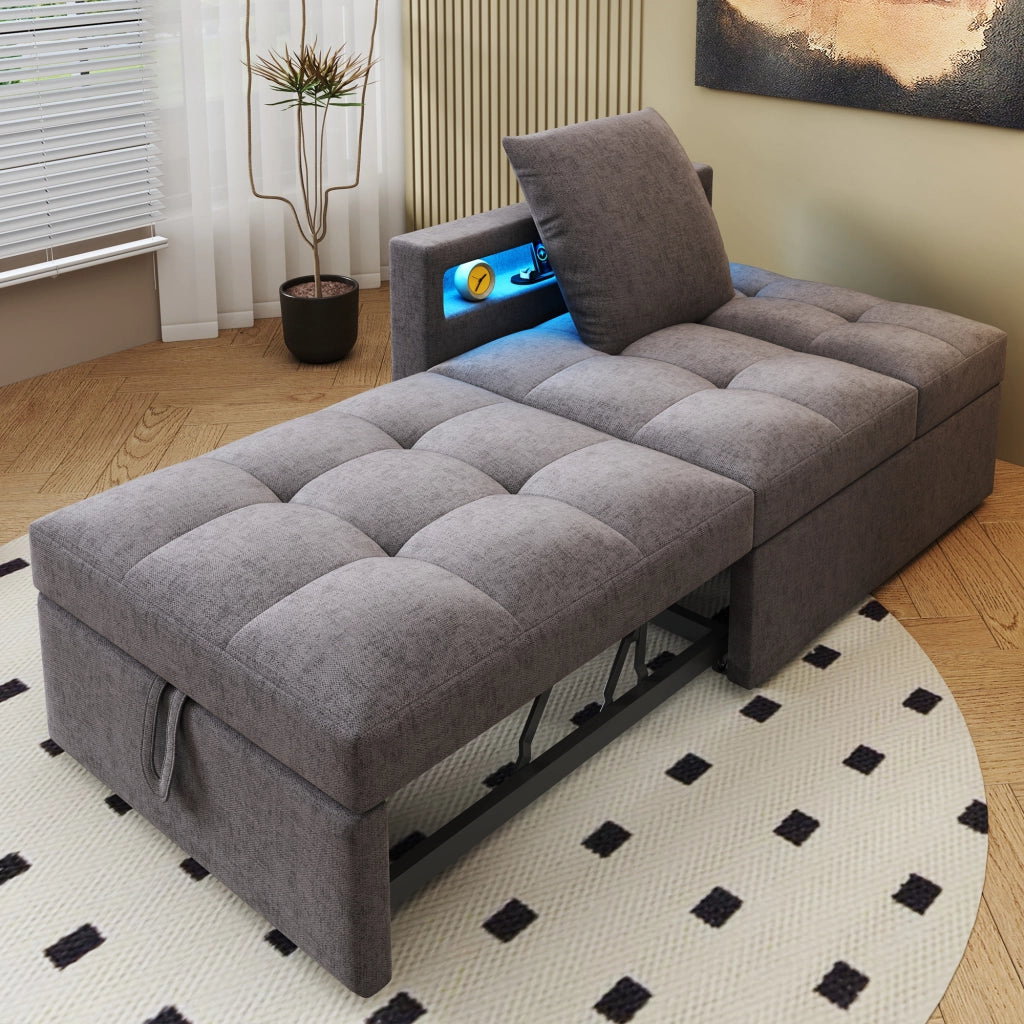 Divano letto 3 in 1 - Zephmum- Schienali LED e porte USB/Type-C