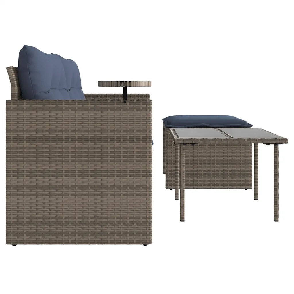 Set Divani da Giardino 3 pz con Cuscini Grigio in Polyrattan 365464