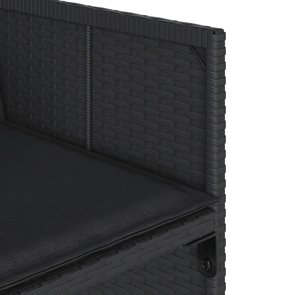 Set da Pranzo da Giardino 17 pz con Cuscini Nero in Polyrattan 3277950
