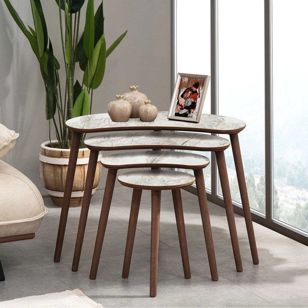 Tavolo nido in legno "Moon" (4 pezzi) 40 x 75 x 55 cm - Bianco