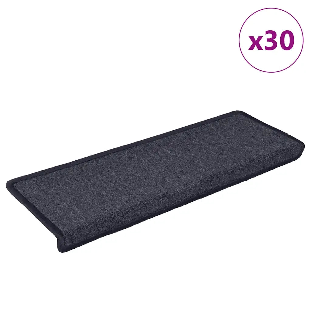 Tappetini per scale 30 pz 65x21x4 cm Grigio scuro e blu con bordo rettangolare 3365775