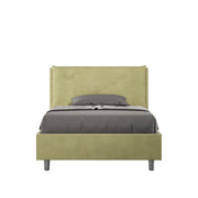 BS COM Letto una piazza e mezza senza rete imbottito 110x190 microfibra tè verde