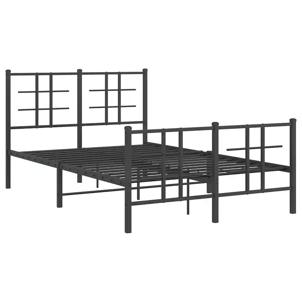 Letto matrimoniale | Letto per adulti | Giroletto con Testiera e Pediera Metallo Nero 120x190 cm