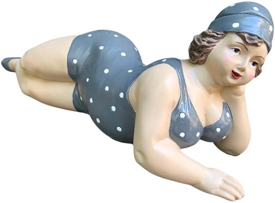 Figura da giardino sdraiata 36 cm - Decorazione per piscina - Statue per esterni - Decorazioni per giardino - Oggetto da giardino impermeabile - Materiale poliester