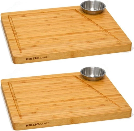 Servizio da Tavola in Bambù e Doccia per Dips - 30x25 cm - Piatto di Legno per Cibi