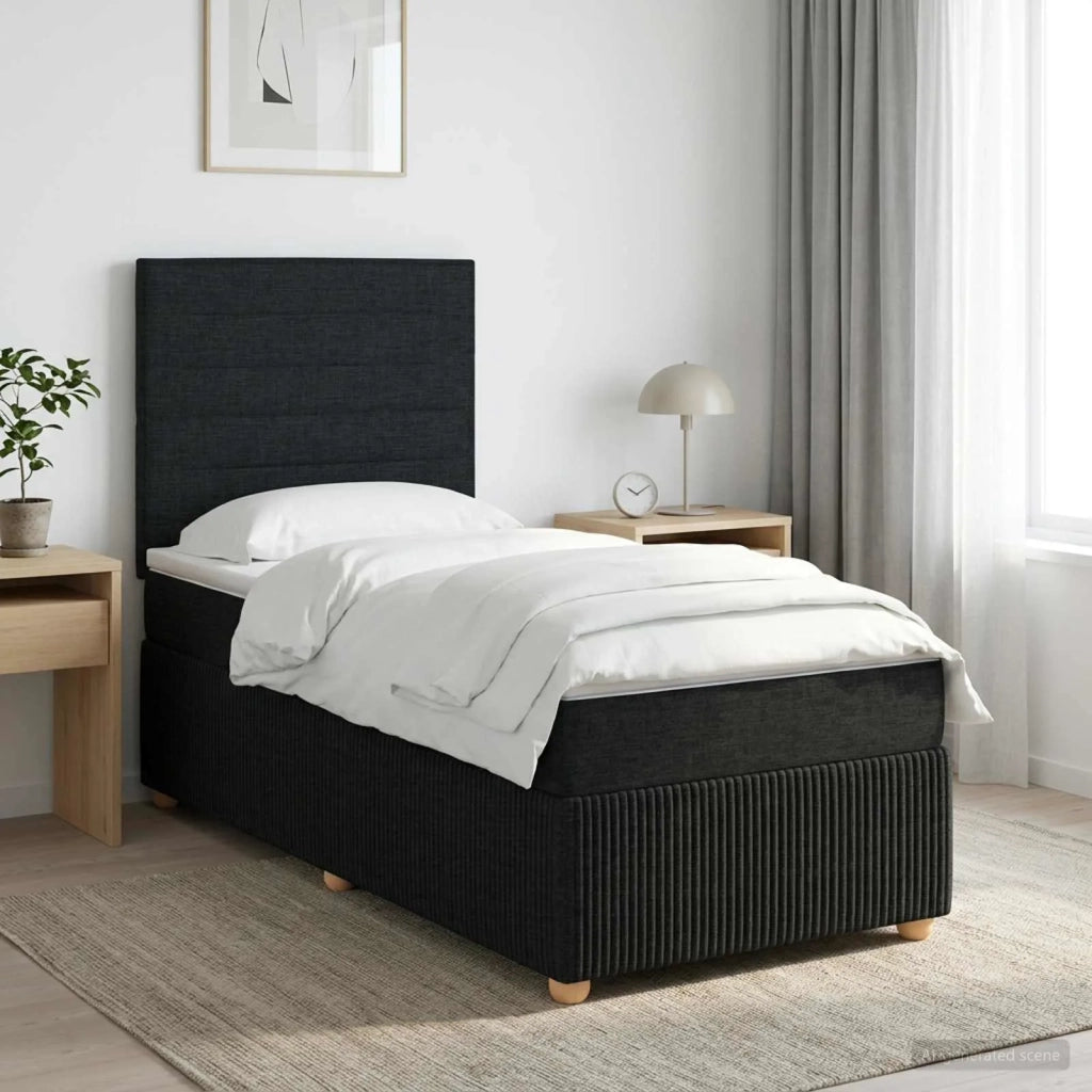 Letto box spring con materasso Nero 90 x 190 cm Tessuto 3454279