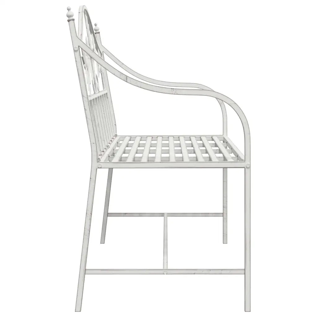 Panchina da giardino Bianco Antico 104 x 52,5 x 89 cm Acciaio 42008114