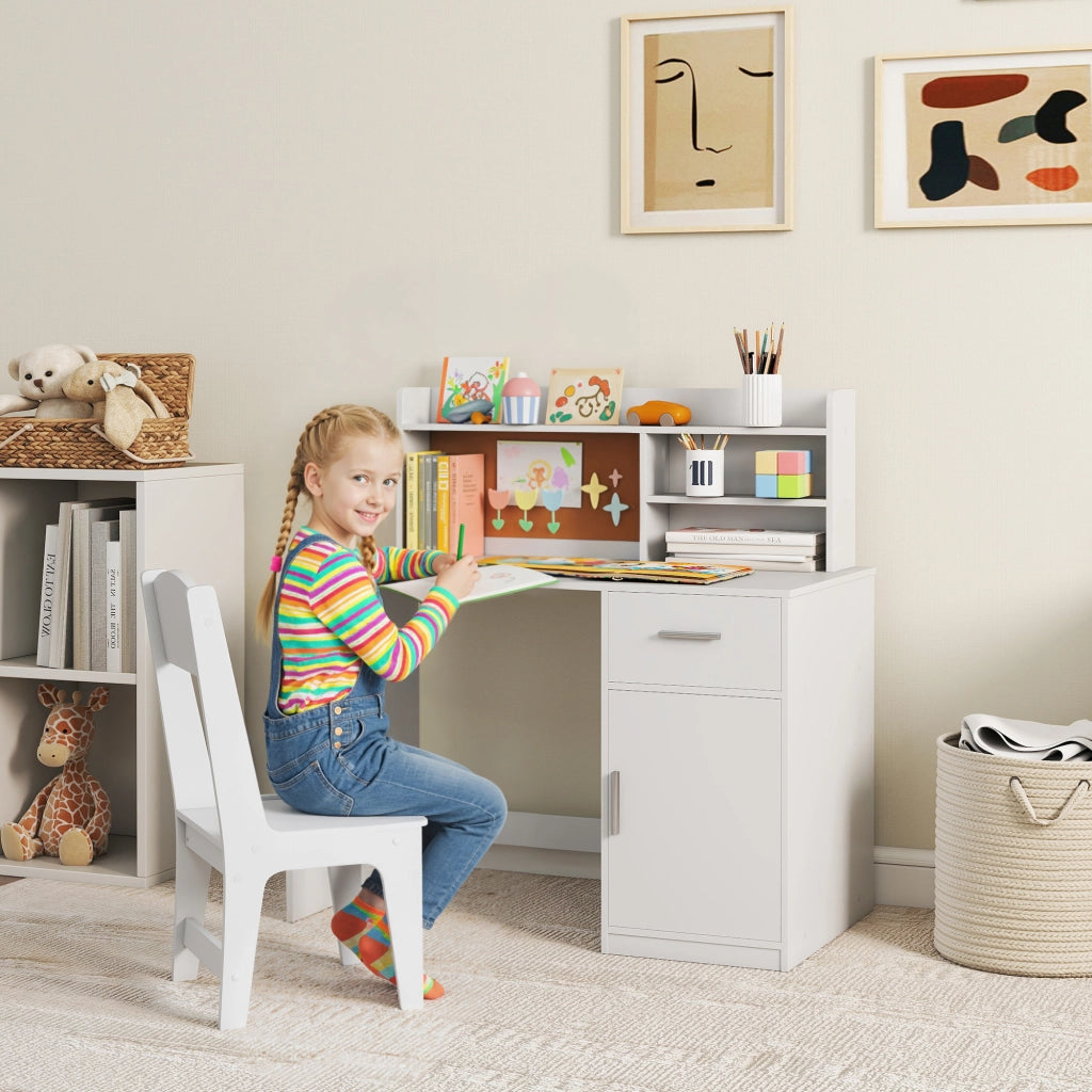 Scrivania per bambini con sedia, tiroir e scaffale ¨C Minimal ¨C bianco