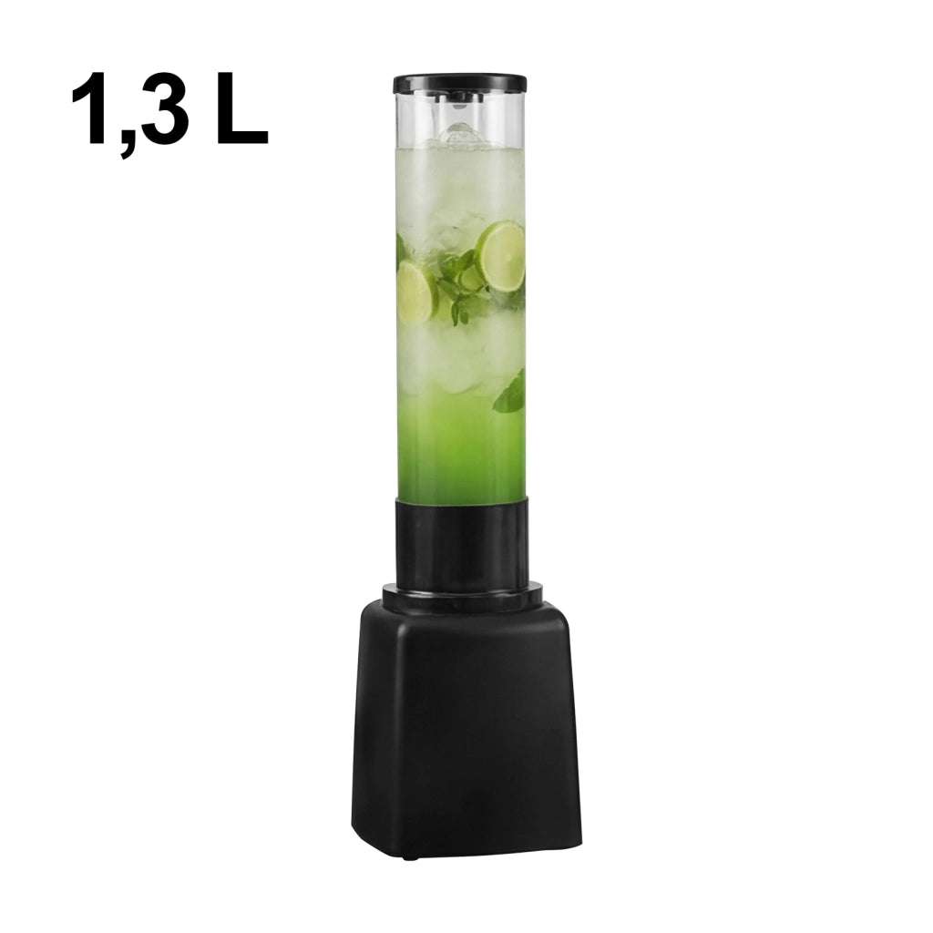 Distributore di Bevande 1.3L con Rubinetto e Serbatoio Traslucido Nero / Trasparente Cheffinger