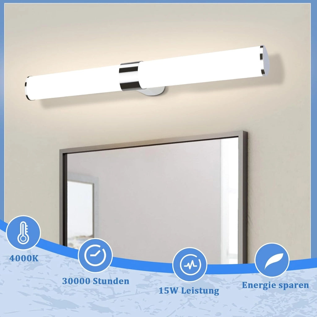 ZMH Lampada da specchio per bagno Moderna 60 cm cromata per camera da letto IP44