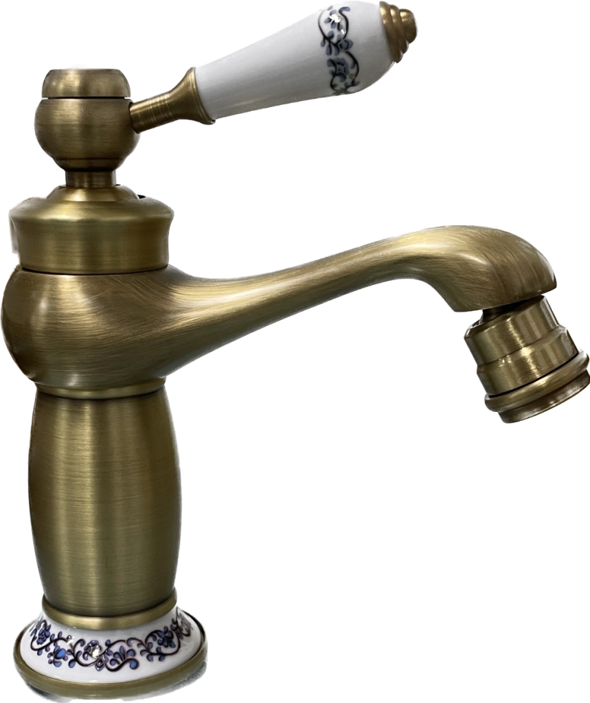 Rubinetto miscelatore per bidet bagno vintage bronzato con dettagli in ceramica