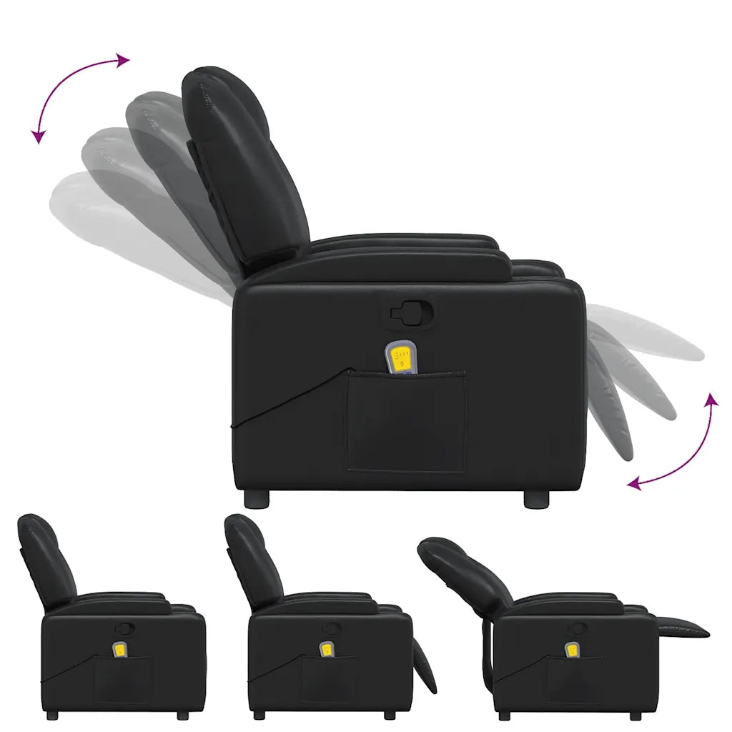 Poltrona Massaggiante | Sedia Relax Reclinabile Nera in Similpelle