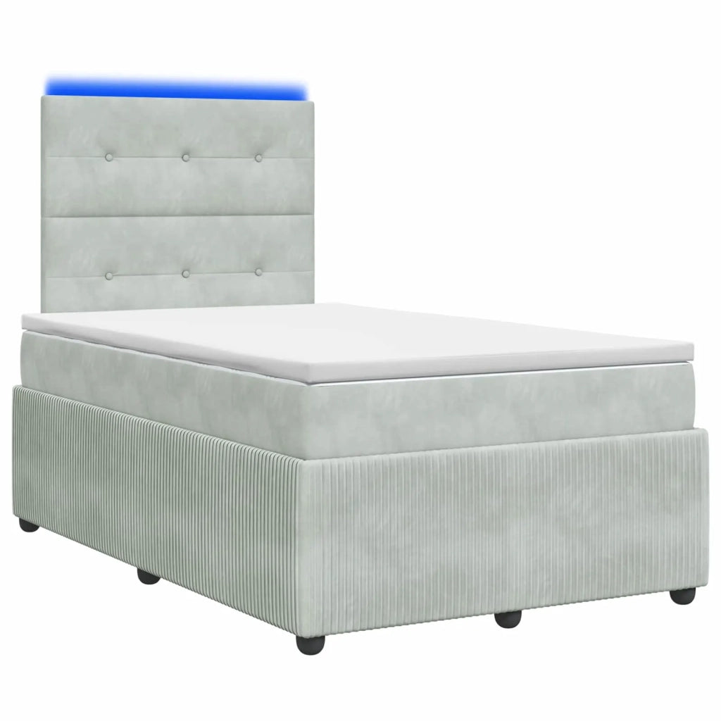 Letto Box Spring LED con Materasso Grigio Chiaro 120 x 190 cm 3456029