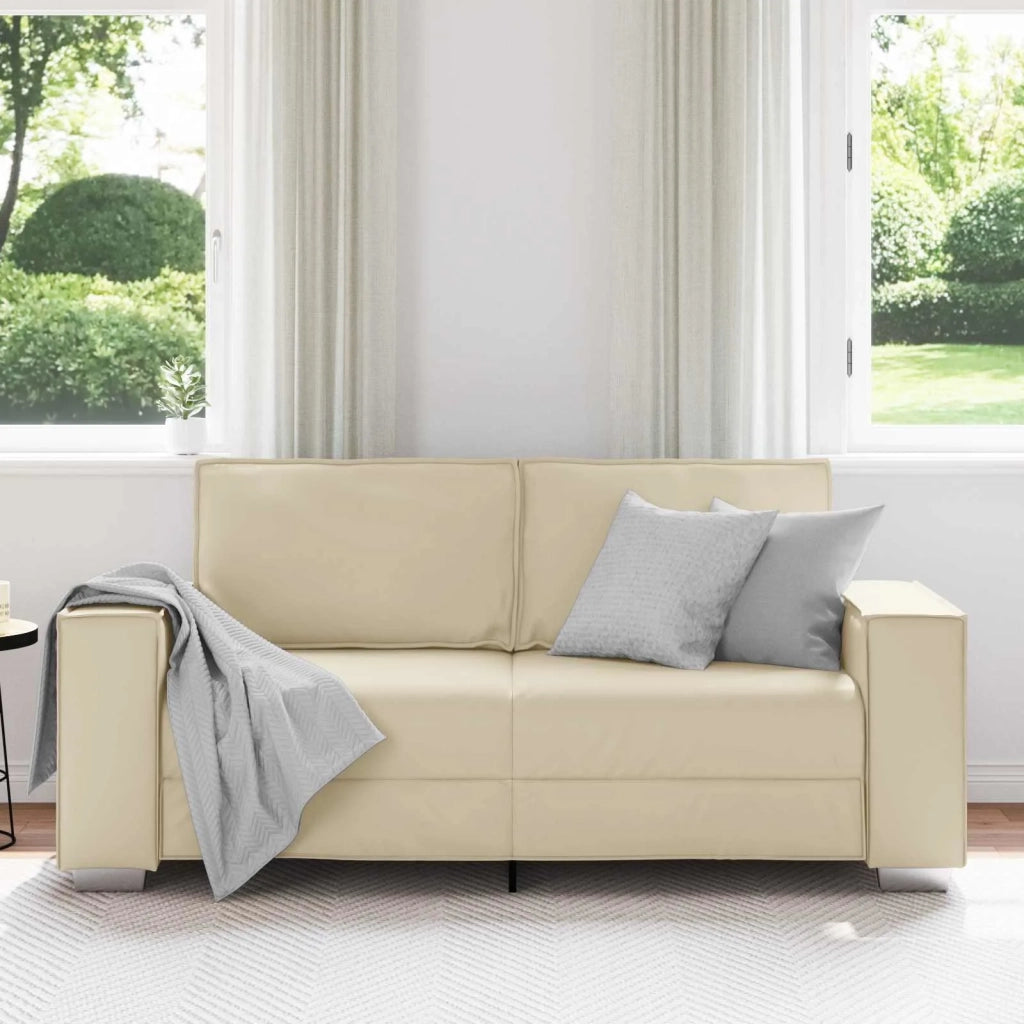 Divano a due posti Crema 180 cm Pelle Sintetica 4105052