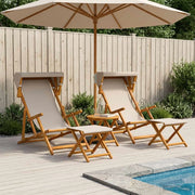 Lettino 4 pcs 3 Posizione Legno di Eucalipto Massello Beige 3407803