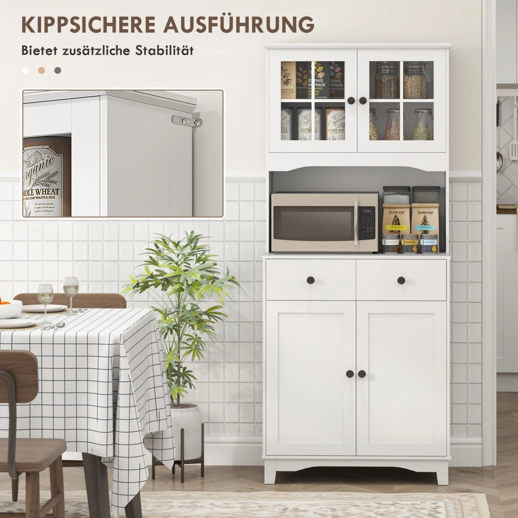 Armadio da Cucina con Ante a Vetro e Ripiani ¨C Minimal ¨C Bianco