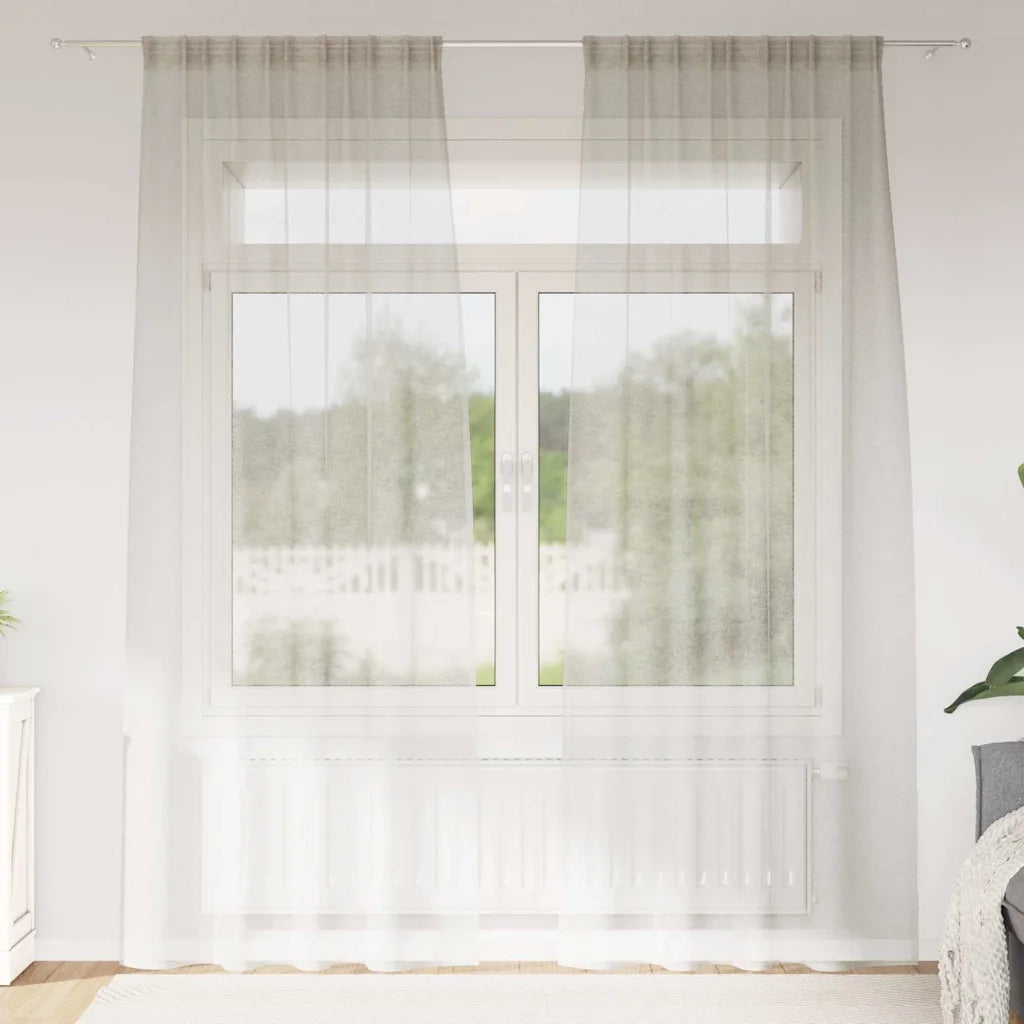 Tenda in Velo con tende 2 pcs Crema 225 x 140 cm Poliestere 4108014