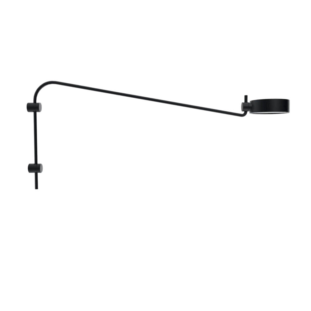 Zafferano Super O Lampada a led da parete con braccio Nera ricaricabile e dimmerabile