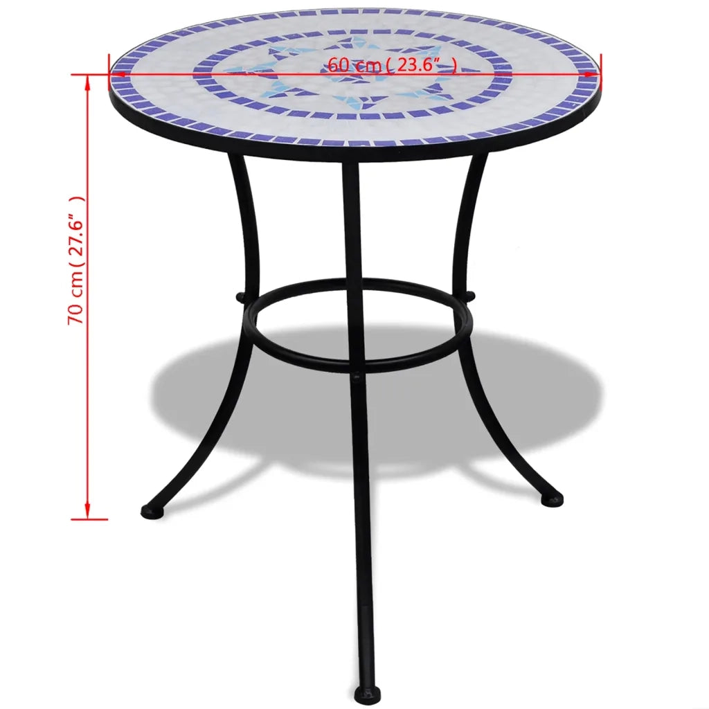 Tavolo da Bistrot Blu e Bianco 60 cm a Mosaico 41530