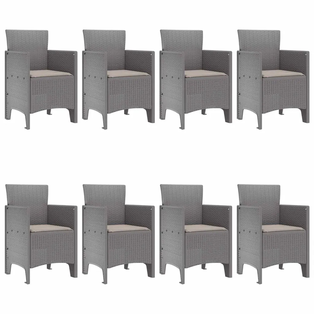 Set da Pranzo per Giardino 9 pcs Grigio chiaro Polipropilene