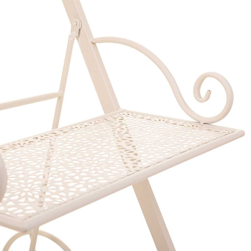 Carrello a 3 ripiani per pentole in ferro battuto bianco 40x34x76