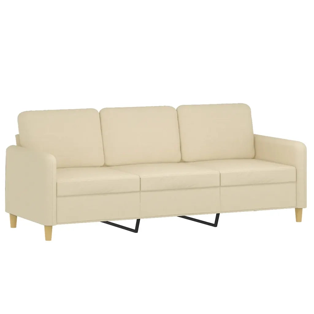Set Divani 4 pz con Cuscini Crema in Tessuto