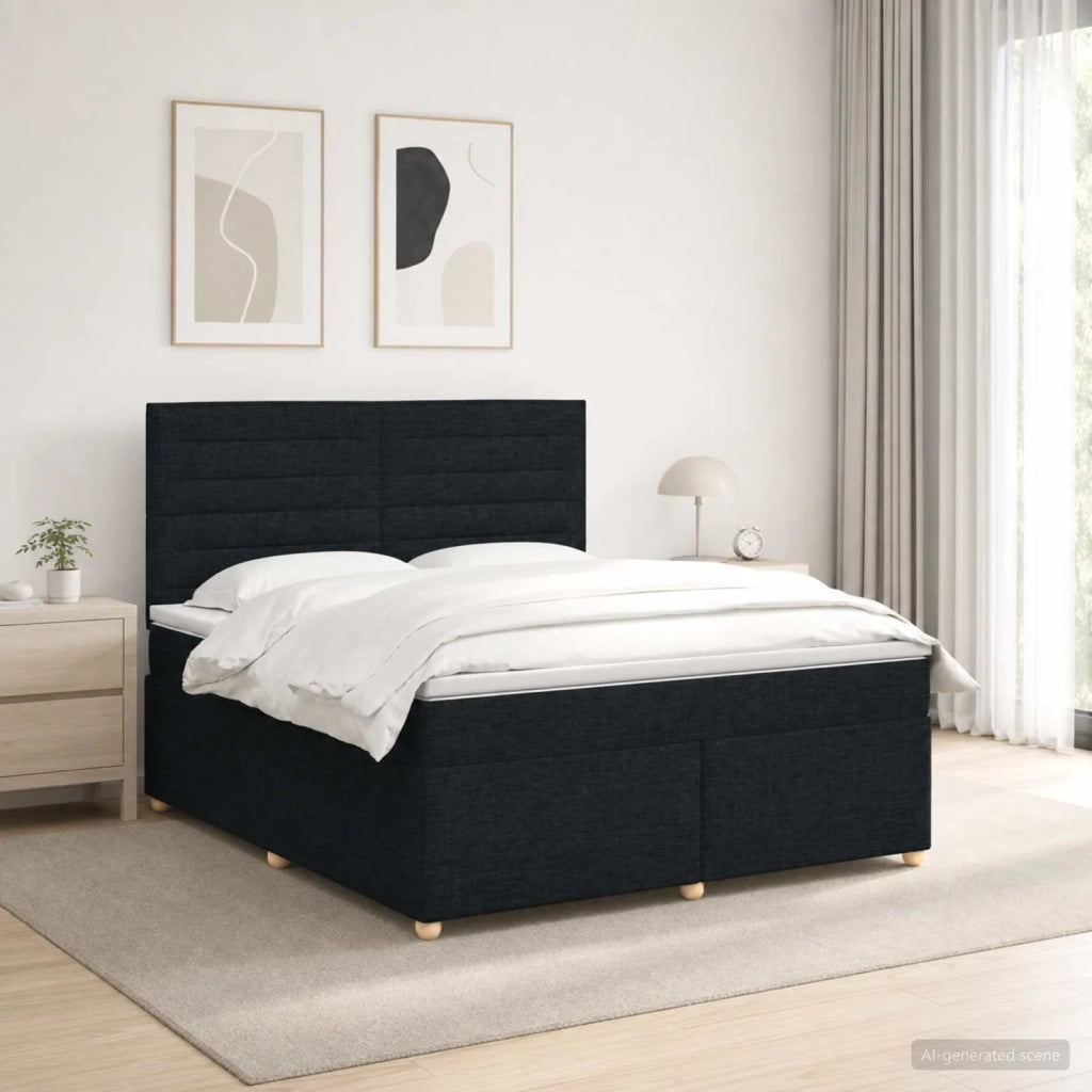 Letto box spring con materasso Nero 140 x 200 cm Tessuto 3455359