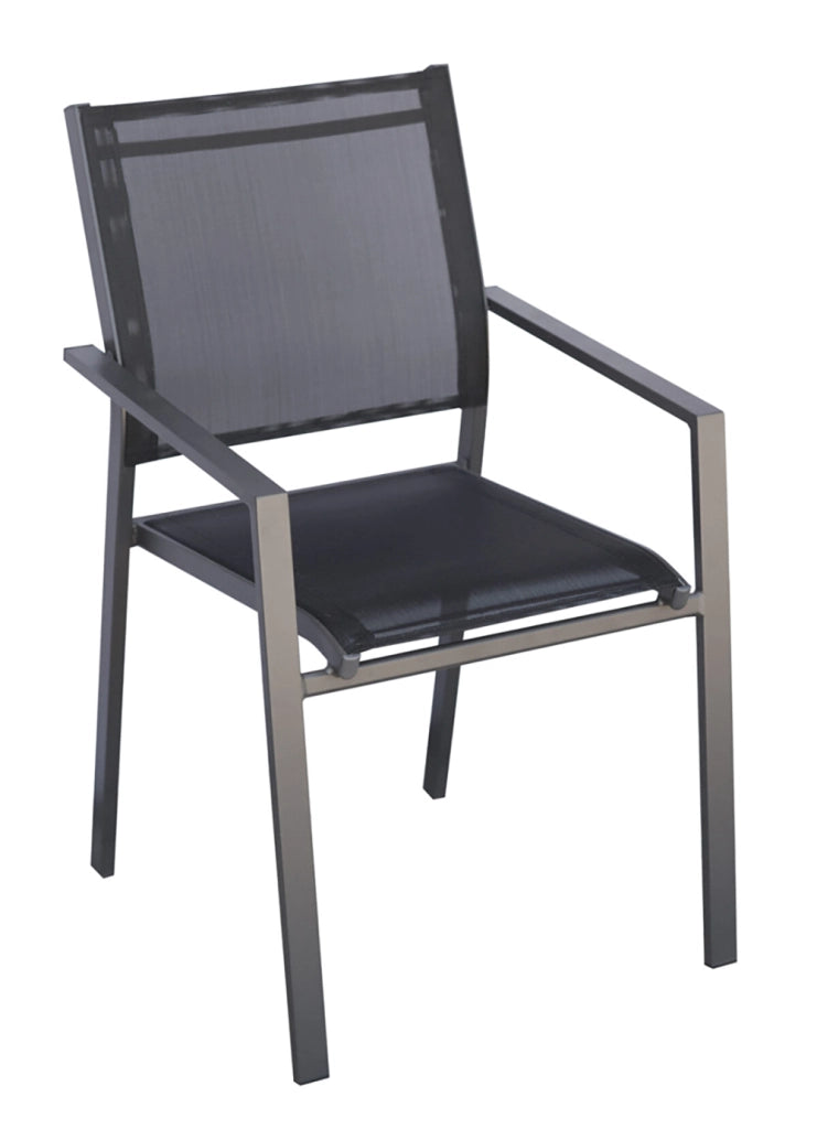 Sedia Zara in alluminio e textilene Greenwood Colore: Antracite e nero, Materiale: Alluminio e Textilene