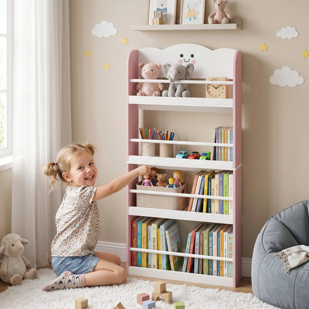 Libreria per bambini a 4 ripiani ¨C Xylo ¨C rosa 80x30x19