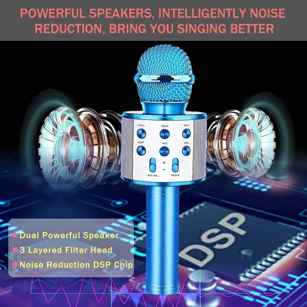 Trade Shop - Microfono Speaker Portatile Wireless Bluetooth Karaoke Con Cassa Integrata Gioco -