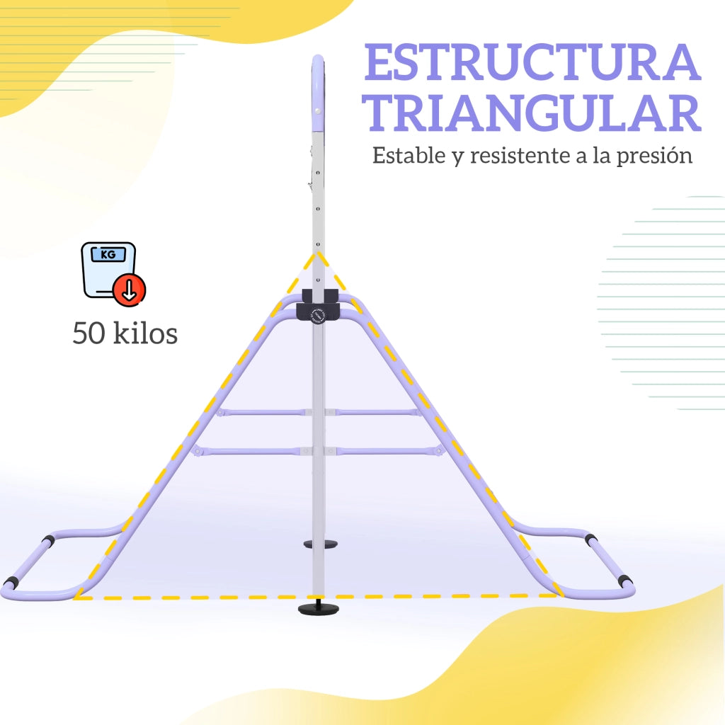 Barra Ginnastica Regolabile Bambini ¨C Xylo ¨C 5 Livelli Altezza con Anelli Allenamento Viola