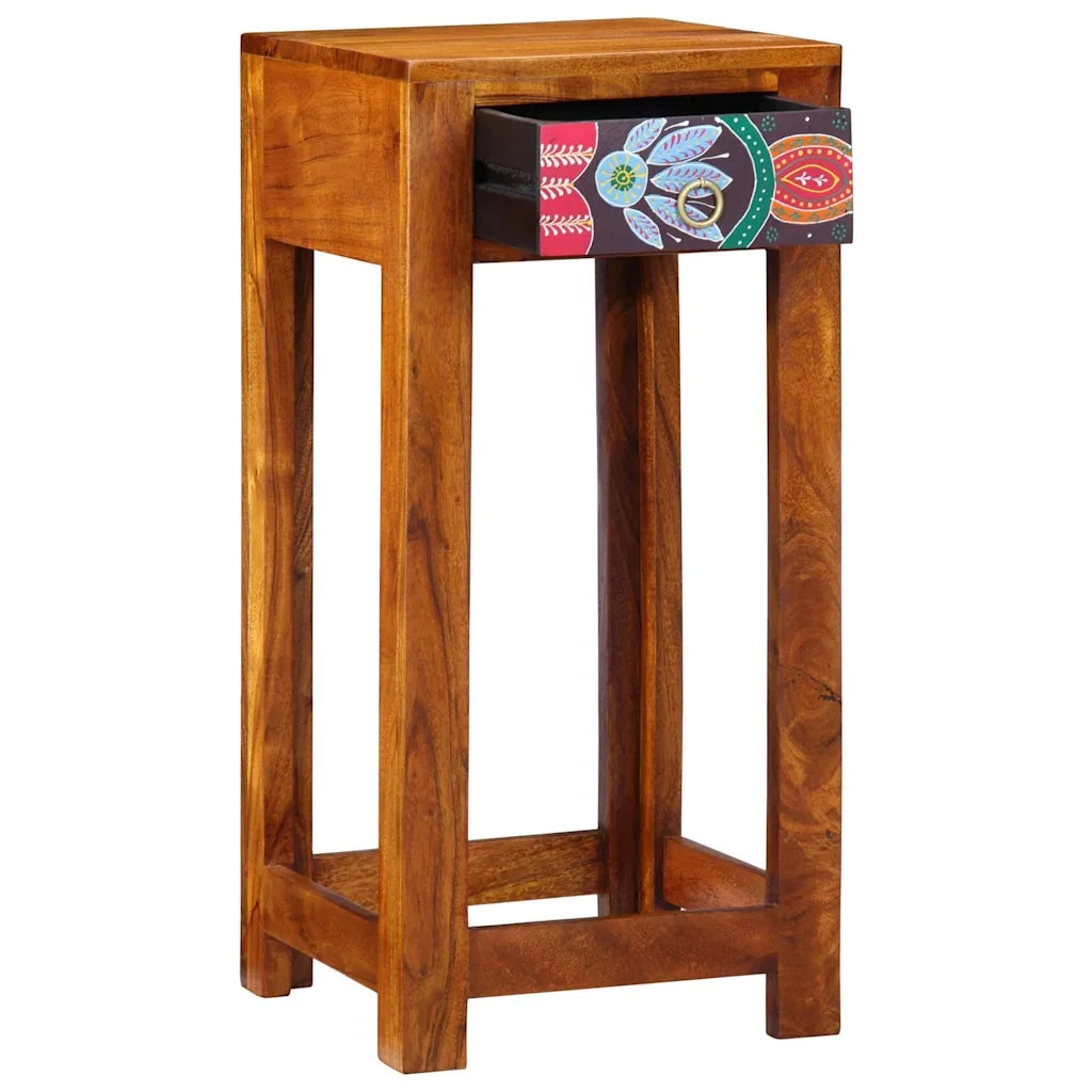 Tavolino | Tavolo laterale Floreale con cassetto Marrone 35 x 35 x 75 cm