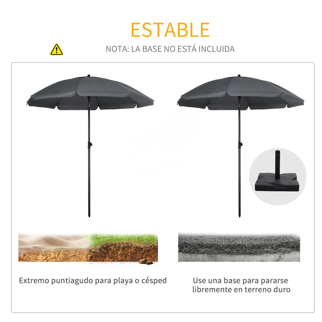 Ombrellone da Spiaggia ¨C Minimal ¨C Grigio Scuro ?180x209 cm