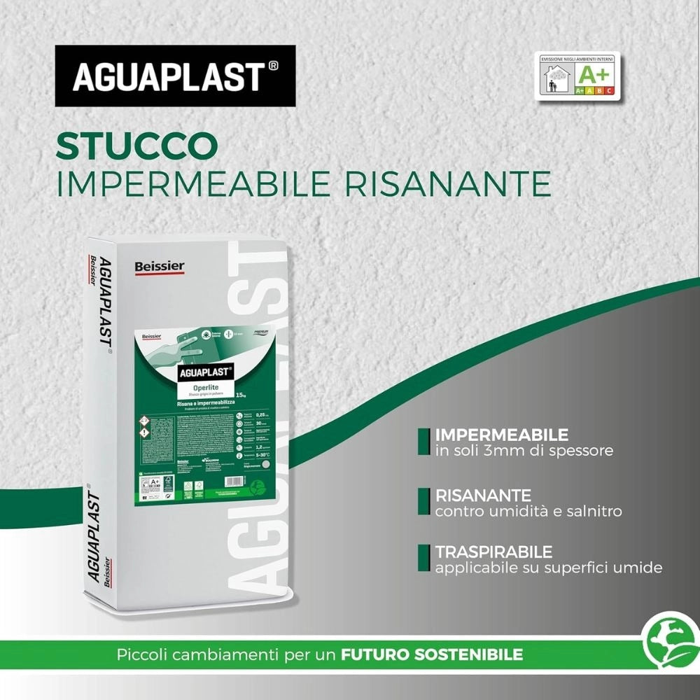 Aguaplast operlite stucco impermeabile risanante in polvere *** formato 15 kg, confezione 1