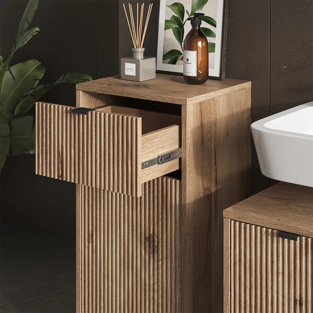 Vicco Mobile da bagno Quercia vichinga 40 x 87 cm con anta e cassetto
