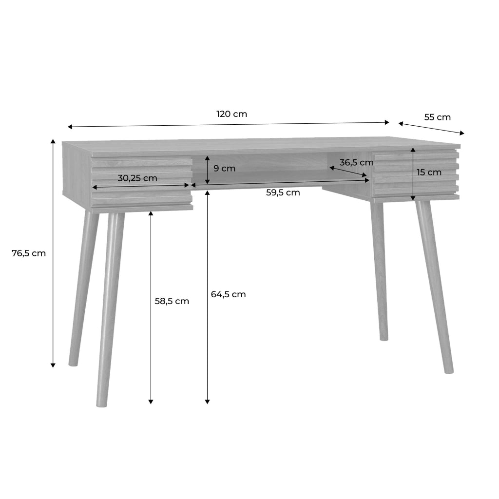 Scrivania effetto legno 2 cassetti, noce
