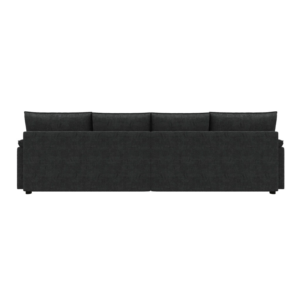 DIVANO modulare a U 264,5x142,5x84 cm in ciniglia nera con 2 pouf
