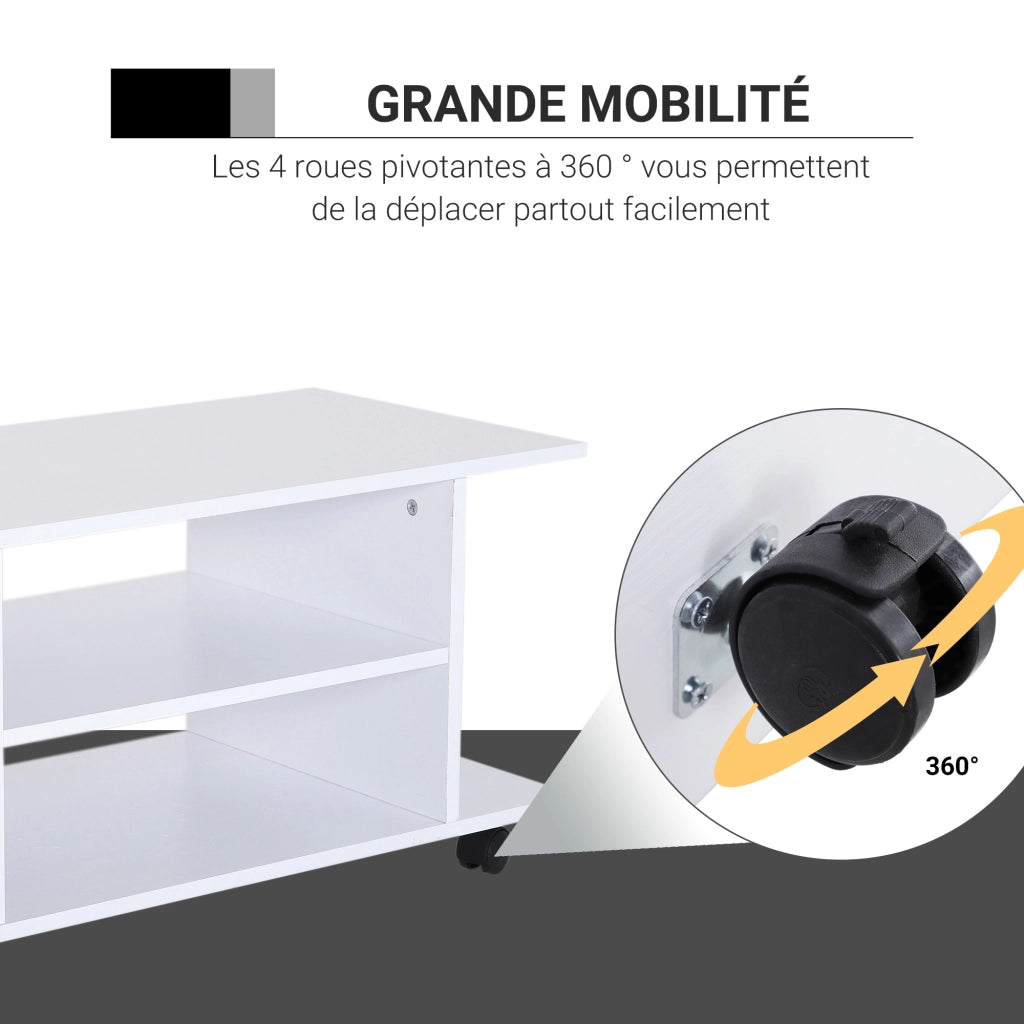 Mobile TV con ruote ¨C Minimal ¨C Bianco 80x40x40