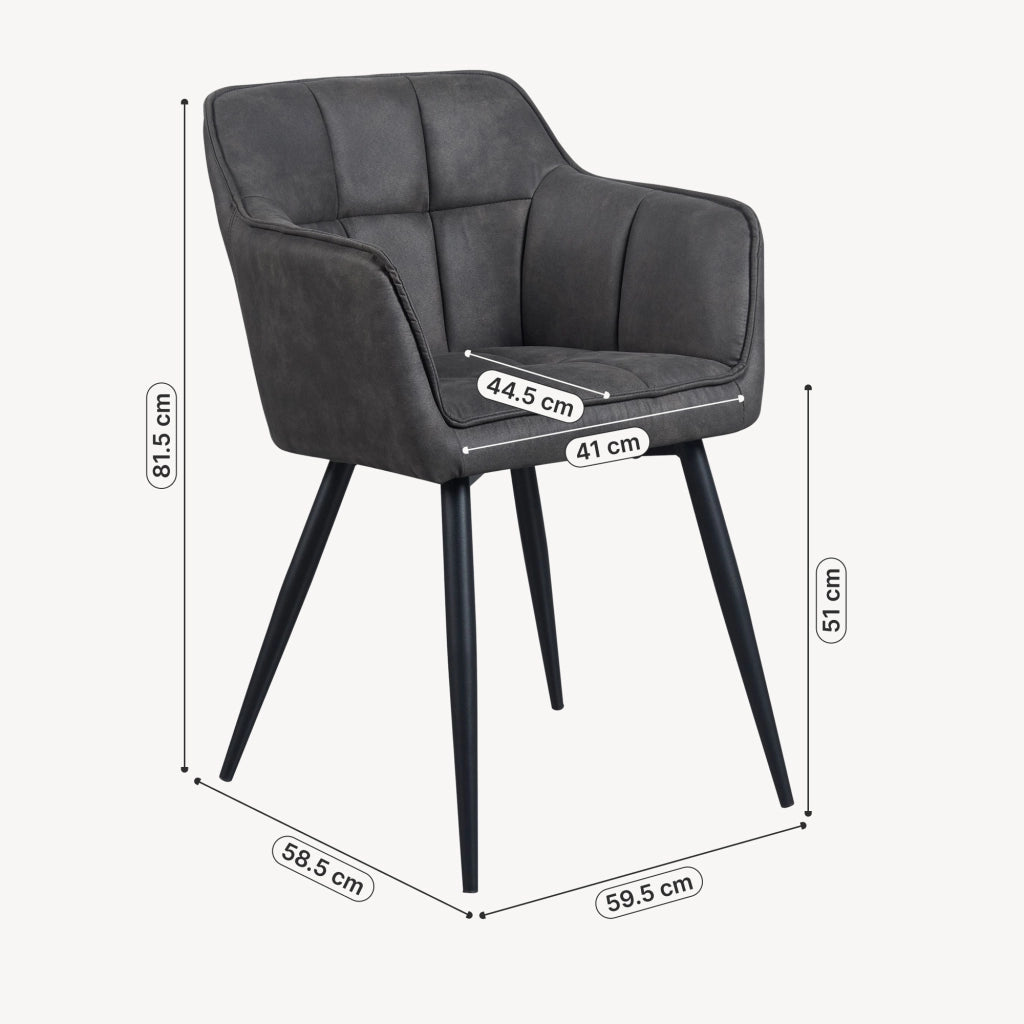 Sedia per Sala Pranzo Birmingham Effetto Velluto Grigio Scuro [en.casa]