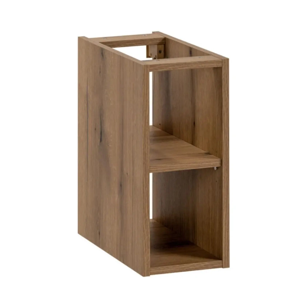 Insieme ICON: mobile sotto lavabo 140cm con nicchie visibili + 2 lavabi da appoggio rotondi marrone cappuccino