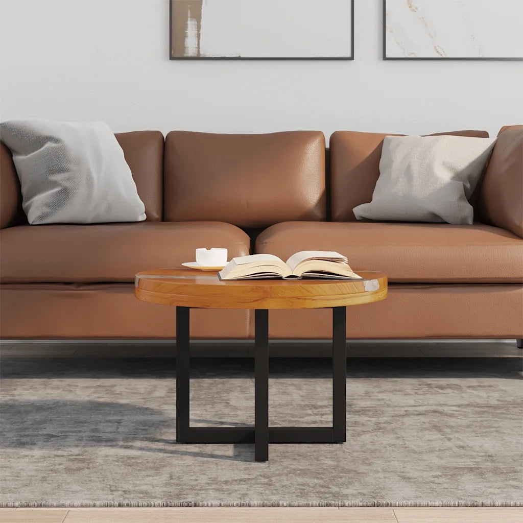 Tavolino da Salotto-Tavolino da soggiorno-Tavolo in Legno di Teak e Resina 60 cm