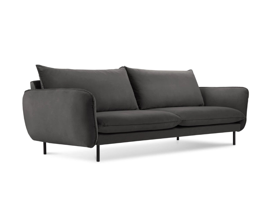 Cosmopolitan Design - Divano "Vienna" 4 posti in velluto grigio scuro 