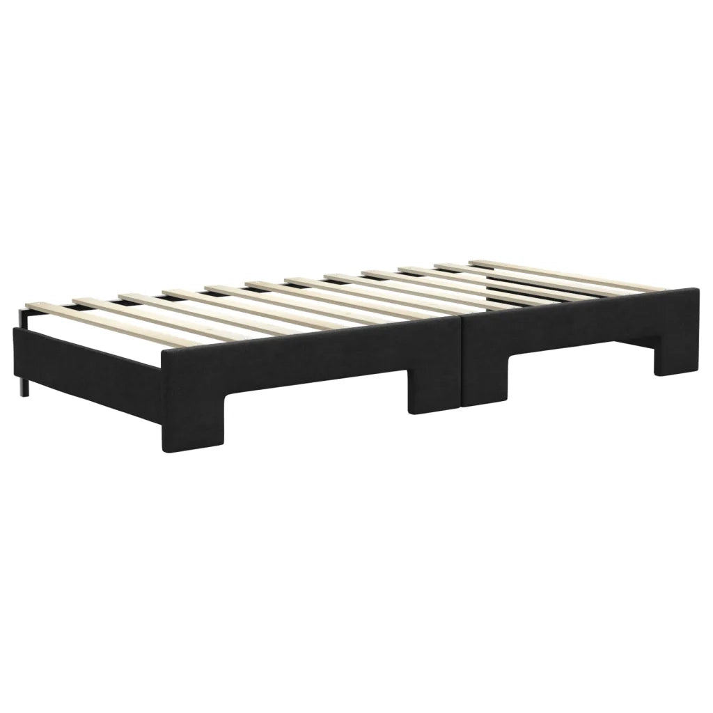 Divano Letto Estraibile con Materassi Nero 100x200 cm Tessuto 3196603