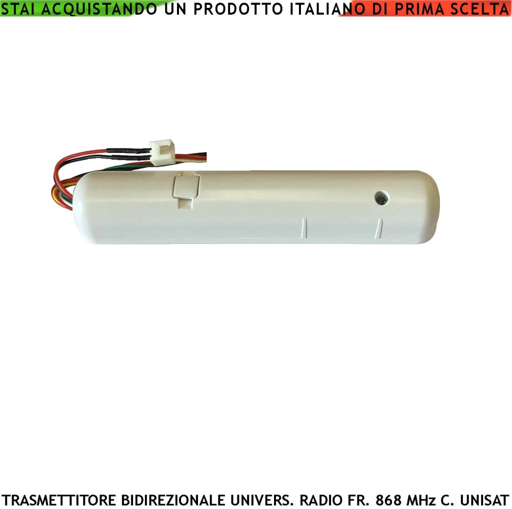 Trasmettitore Frequenza 868 MHz Bidirezionale Portata 300 Metri Codifica UNISAT Anticollisione Anti Jamming Ingresso Sensori Remoti Conta Impulsi Controllo Separato Degli Allarmi Protezione Tamper